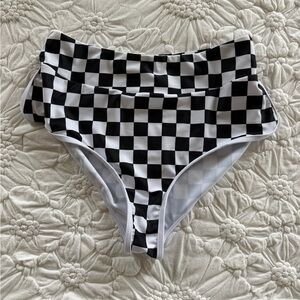 High Rise Checker Bikini Bottoms